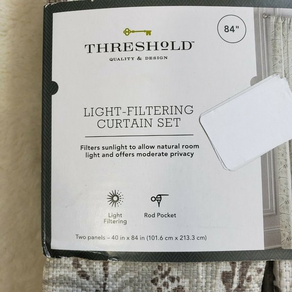 Threshold Neutral Climbing Floral Curtains 84" - Picture 3 of 5